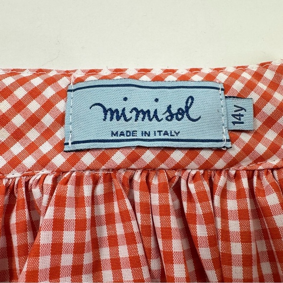 Mimi Sol Made In Italy Girls Skirt Size 14 Flare Orange White Gingham NWOT - Picture 3 of 8